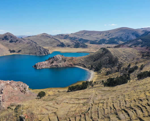 Cerro Mirador Natural de Queahuani – Panoramaaussicht auf den Titicacasee bei Moho