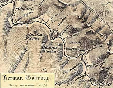 Karte Machu Picchu von Herman Goering 1874