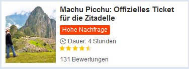 Machu Picchu Offizielles Ticket